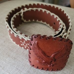 Vintage Levis American Eagle Genuine Leather Belt with Buckle 41 inches
